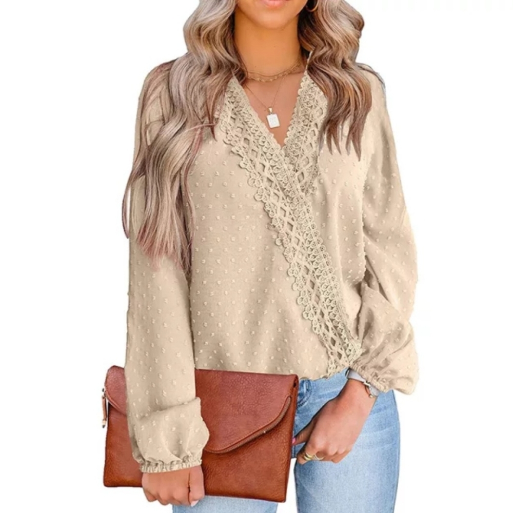Chiffon Jaquard polka  Dot long sleeve blouses